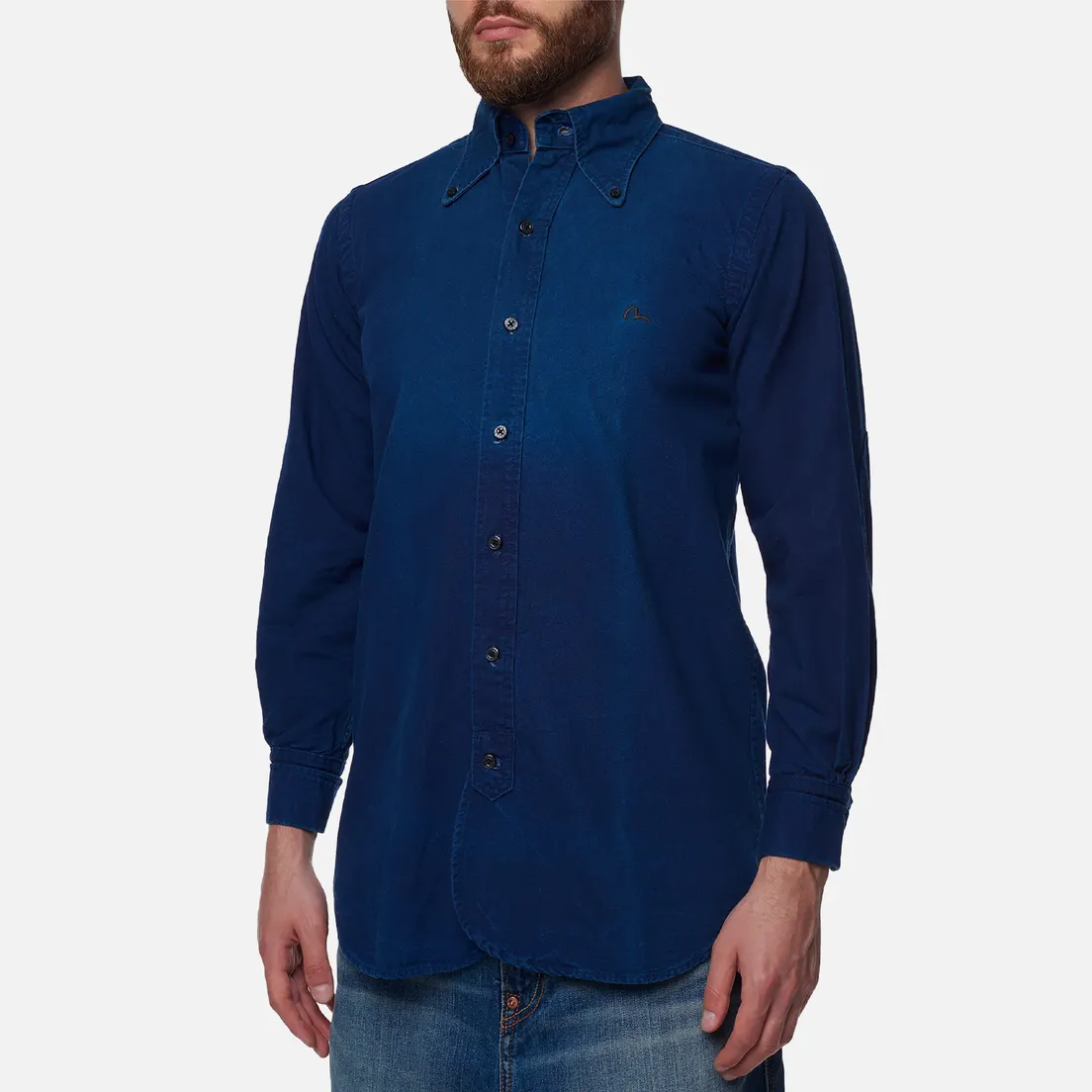 Evisu Мужская рубашка Nashville 3 Button-Down Indigo Dyed