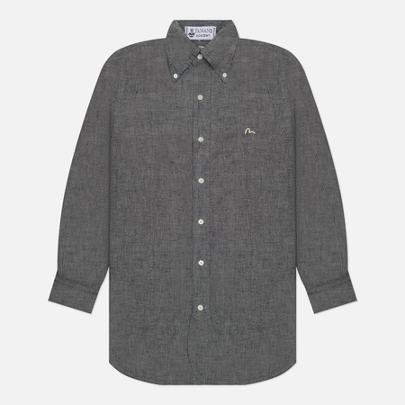 фото Мужская рубашка evisu nashville 3 selvedge chambray, цвет серый, размер s