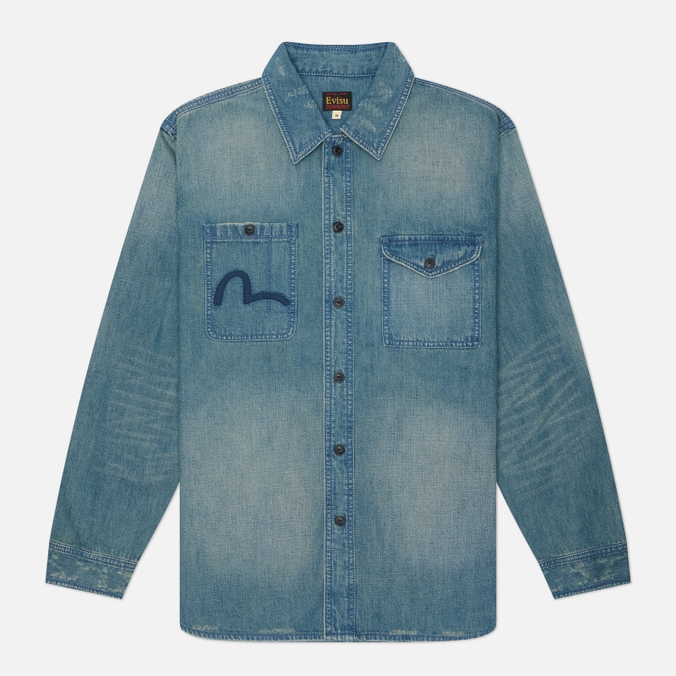 Мужская рубашка Evisu Vintage Peached Work Zip