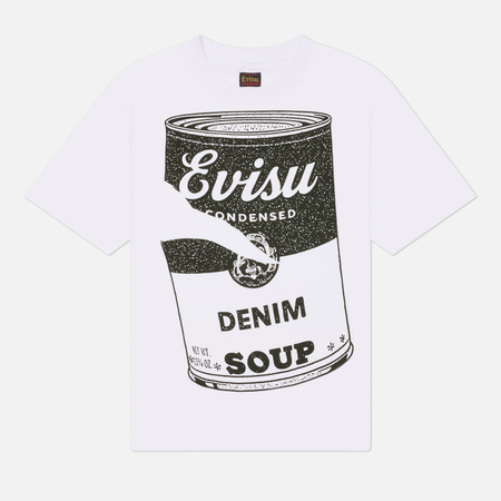 Мужская футболка Evisu Vintage Denim Soup, цвет белый, размер L