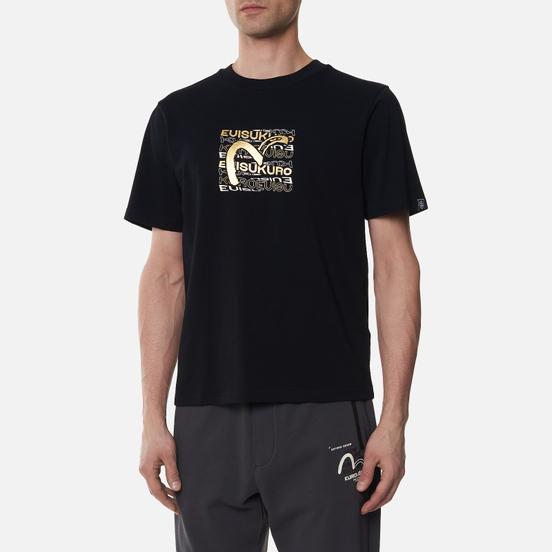 Мужская футболка Evisu Brushed Seagull & Hannya Skull Black