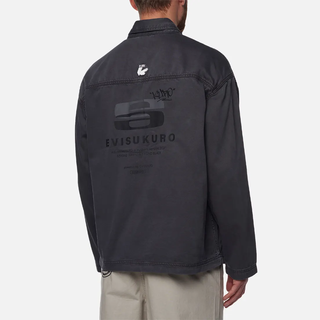 Evisu Мужская джинсовая куртка Evisukuro Garment Washed Utility Shirt
