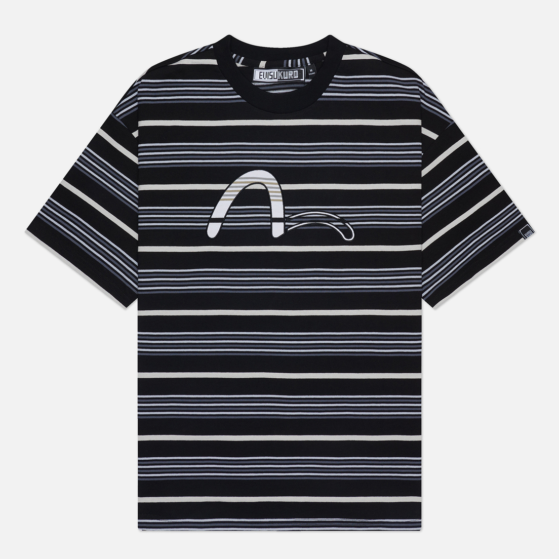 Evisu Мужская футболка Evisukuro Striped Embroidered Seagull