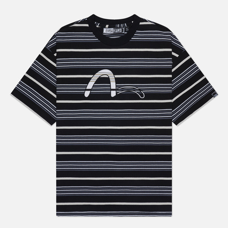 Мужская футболка Evisu Evisukuro Striped Embroidered Seagull, цвет чёрный, размер XL