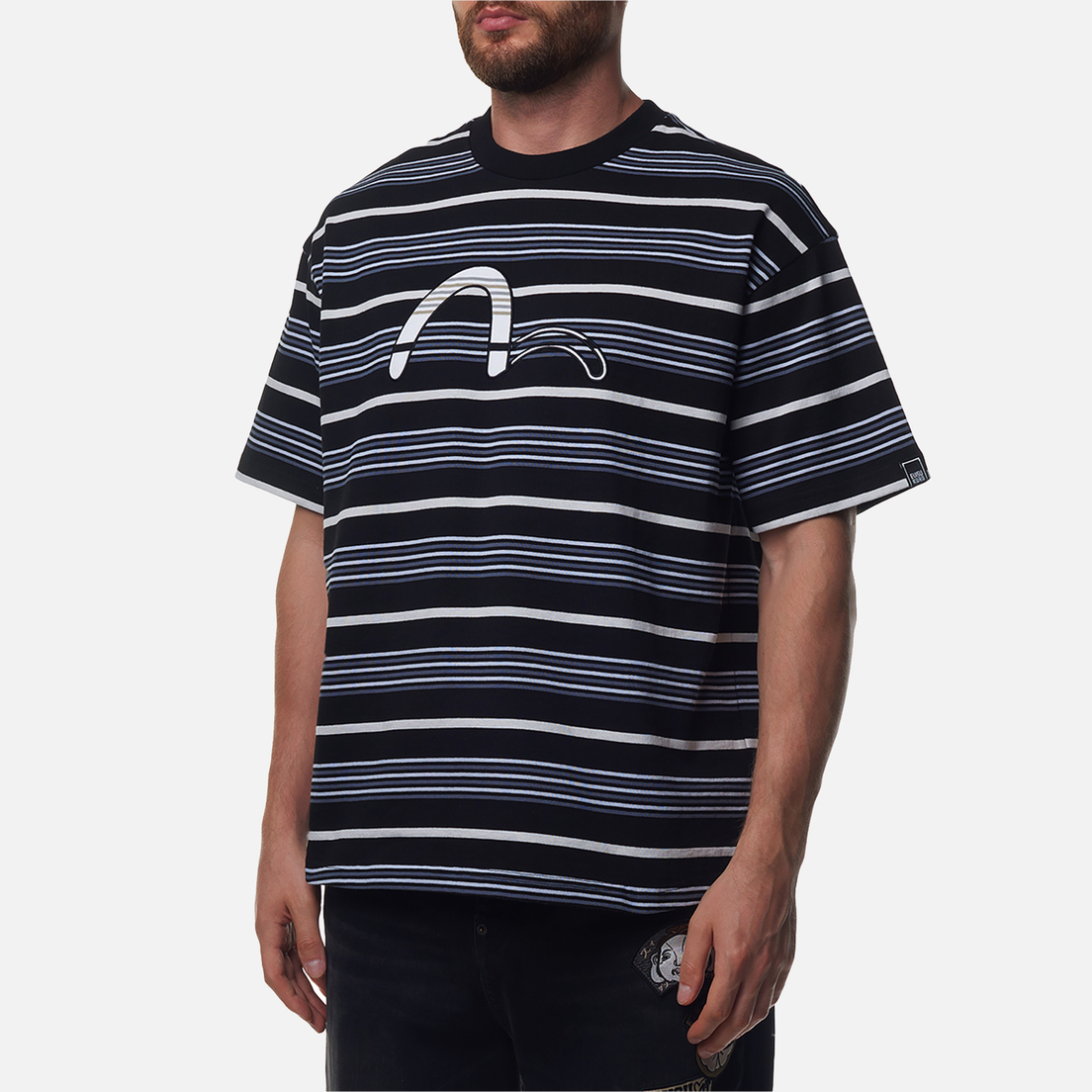 Evisu Мужская футболка Evisukuro Striped Embroidered Seagull