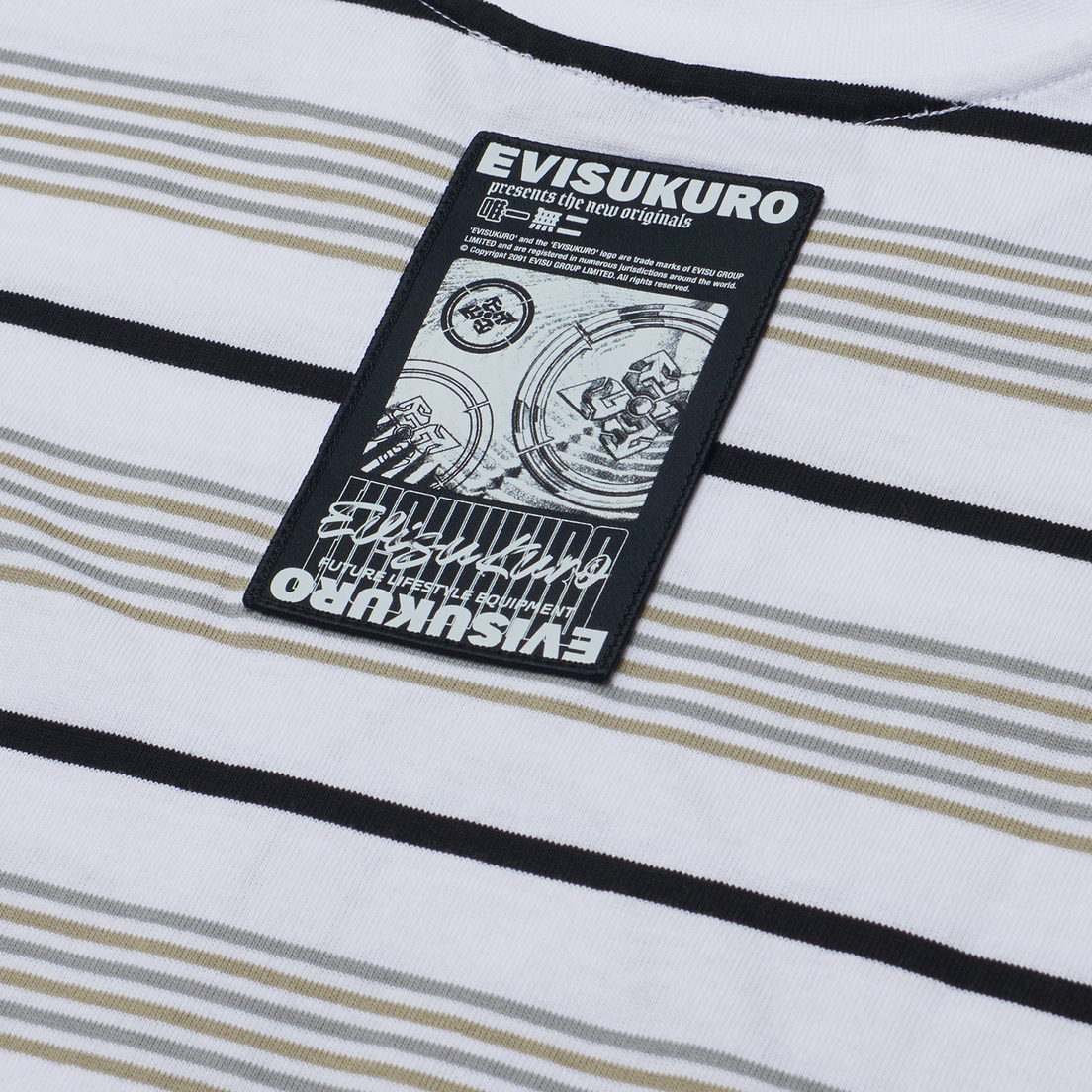 Evisu Мужская футболка Evisukuro Striped Embroidered Seagull