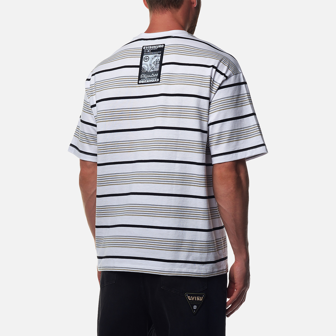 Evisu Мужская футболка Evisukuro Striped Embroidered Seagull