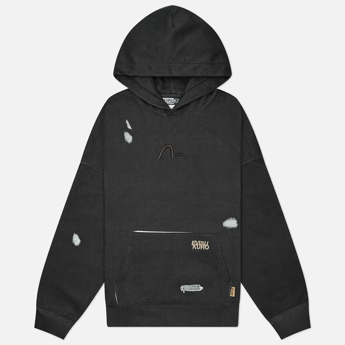 Evisu Мужская толстовка Distressed Prints Oversized Hoodie