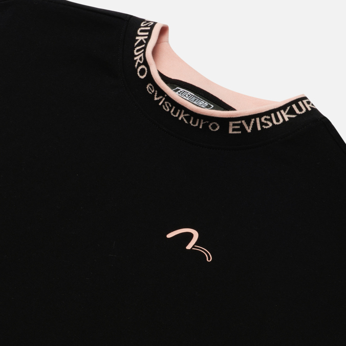 Женская футболка Evisu, цвет чёрный, размер XS 2ESGNW2TS632DPCT-BLKX Mock Neck Jacquard Collar - фото 2