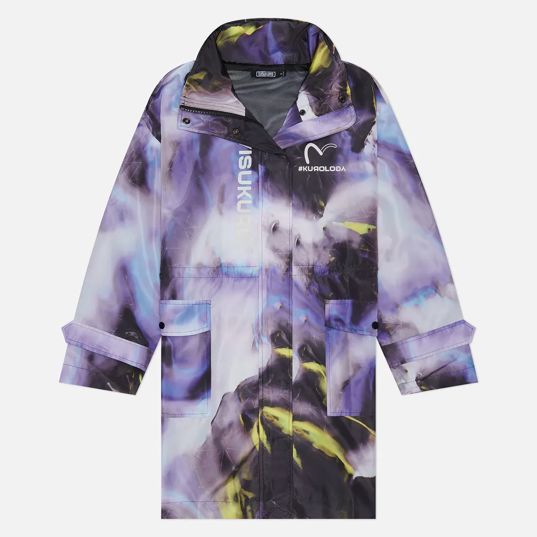 Evisu Женское пальто Evisukuro Print & Embroidered All Over Hooded Wind