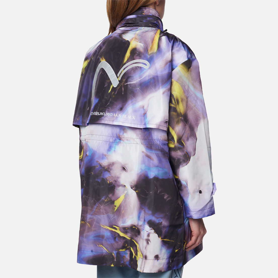 Evisu Женское пальто Evisukuro Print & Embroidered All Over Hooded Wind