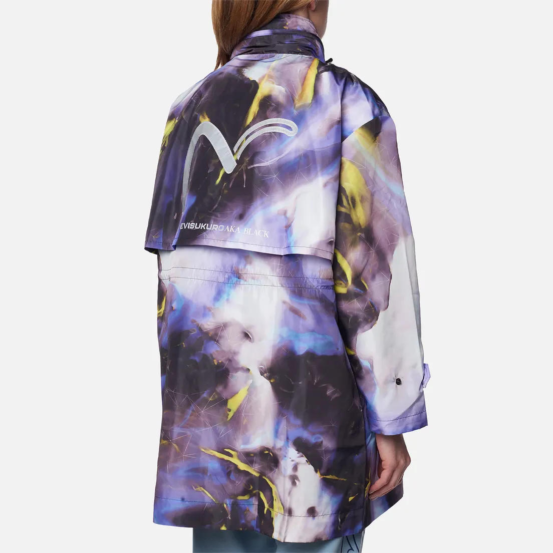Evisu Женское пальто Evisukuro Print & Embroidered All Over Hooded Wind