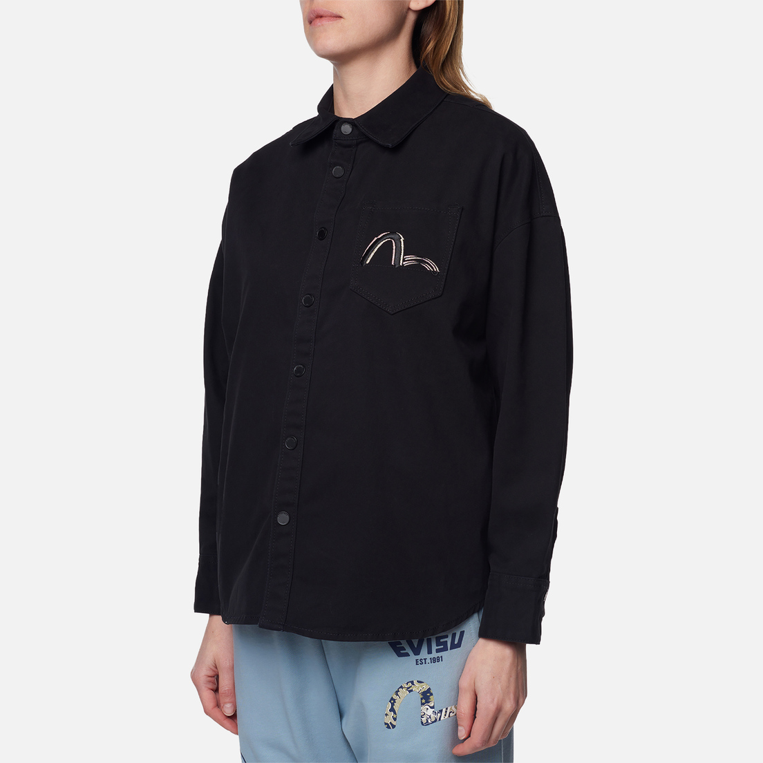 Evisu Женская джинсовая куртка Evisukuro 2-Way Embroidered Shirt