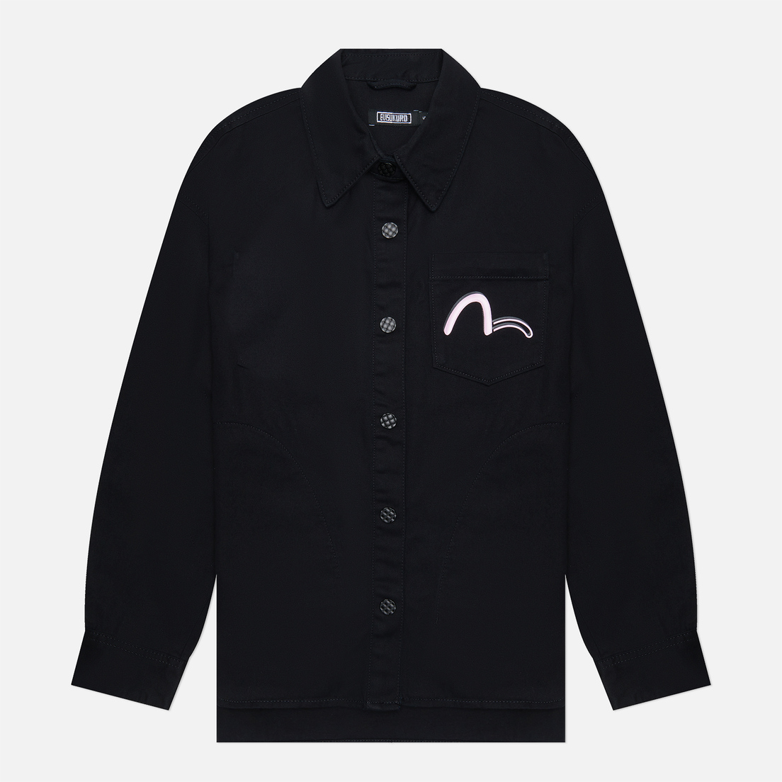 Evisu Женская джинсовая куртка Evisukuro Overlays Printed Kamon Shirt