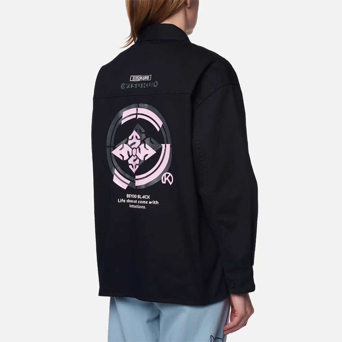 Evisu Женская джинсовая куртка Evisukuro Overlays Printed Kamon Shirt