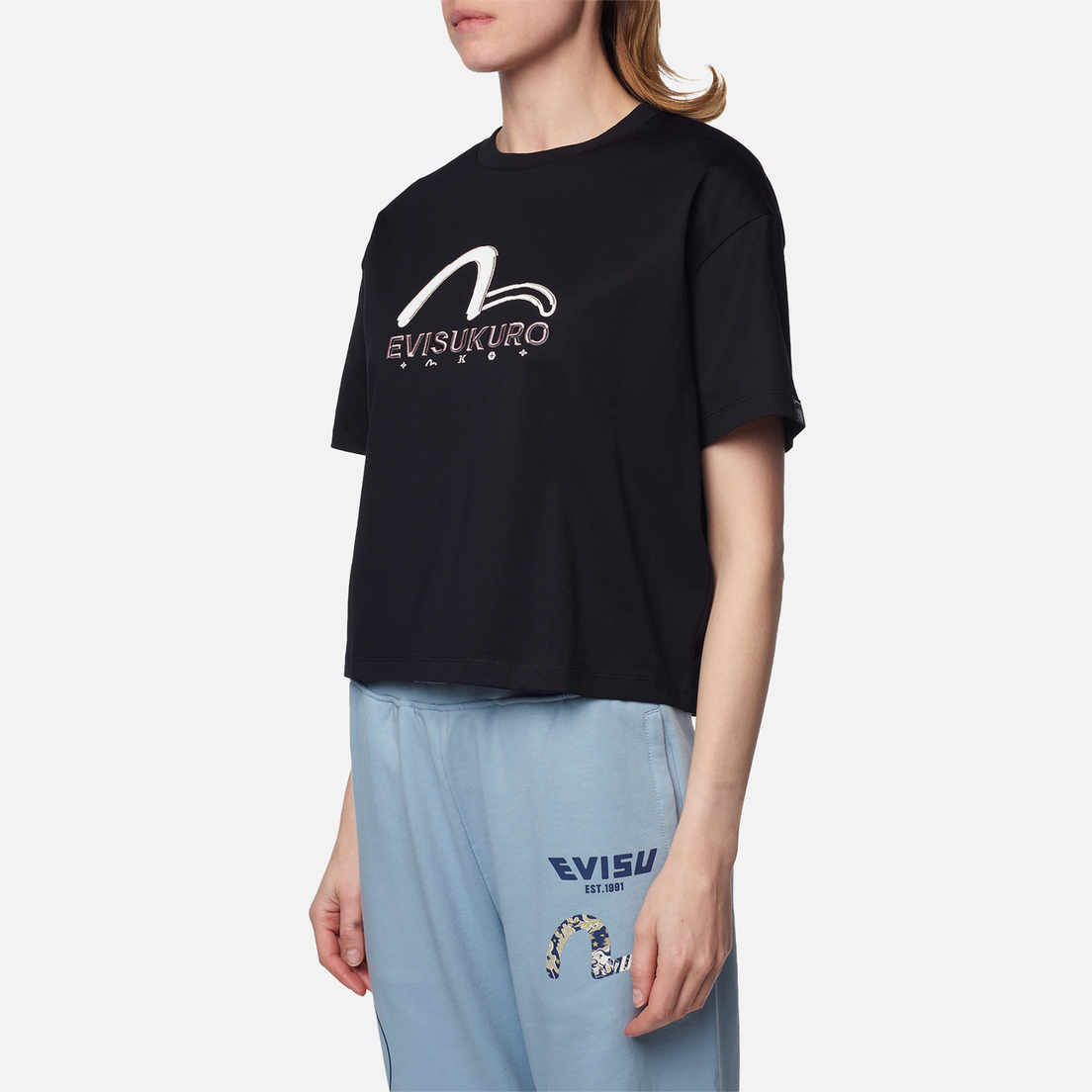 Evisu Женская футболка Evisukuro Seagull Print & Embroidered
