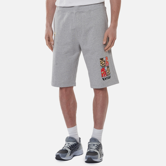 Мужские шорты Evisu Seagull Printed Pocket Heather Grey