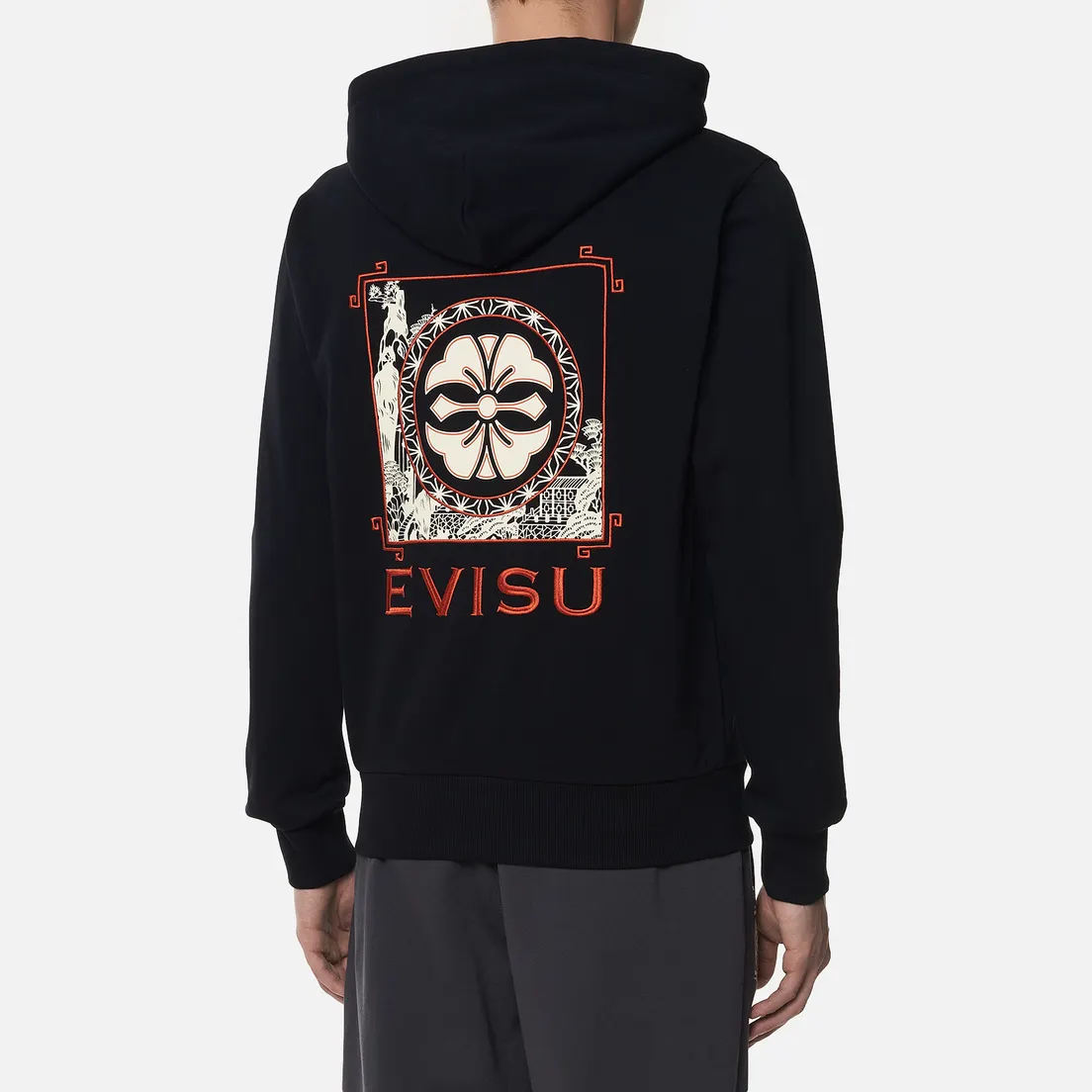 Evisu Мужская толстовка Kimono-Style Zip-Hoodie Brocade Applique