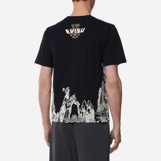 Мужская футболка Evisu Gradated Landscape Seagull & Logo Printed Black