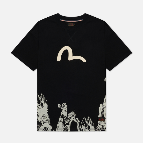Мужская футболка Evisu Gradated Landscape Seagull & Logo Printed Black