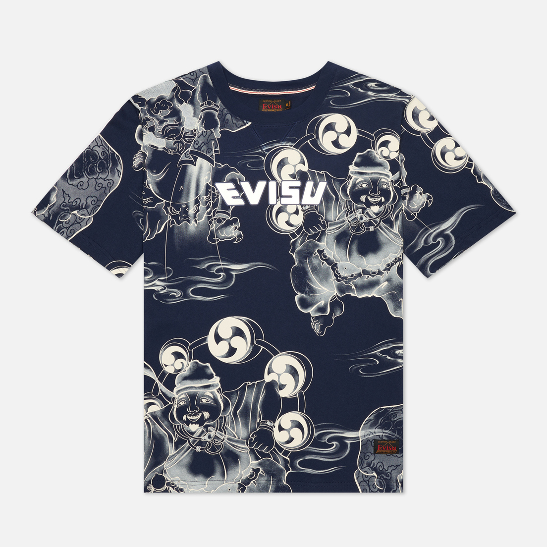Evisu Мужская футболка Fujin-Raijin Greyscale All Over Printed