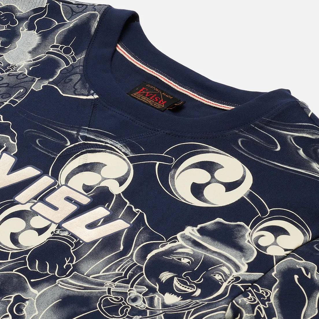 Evisu Мужская футболка Fujin-Raijin Greyscale All Over Printed