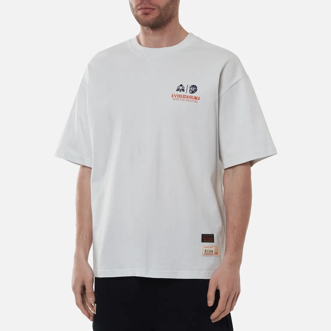Evisu Мужская футболка Godhead Daruma Printed Bias Cut Seam