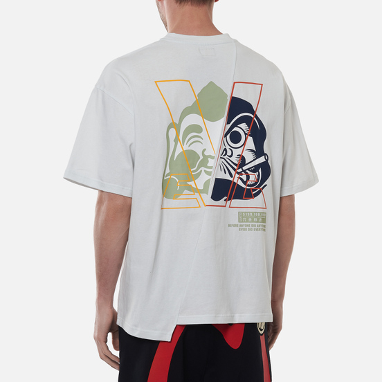 Мужская футболка Evisu Godhead Daruma Printed Bias Cut Seam Light Grey