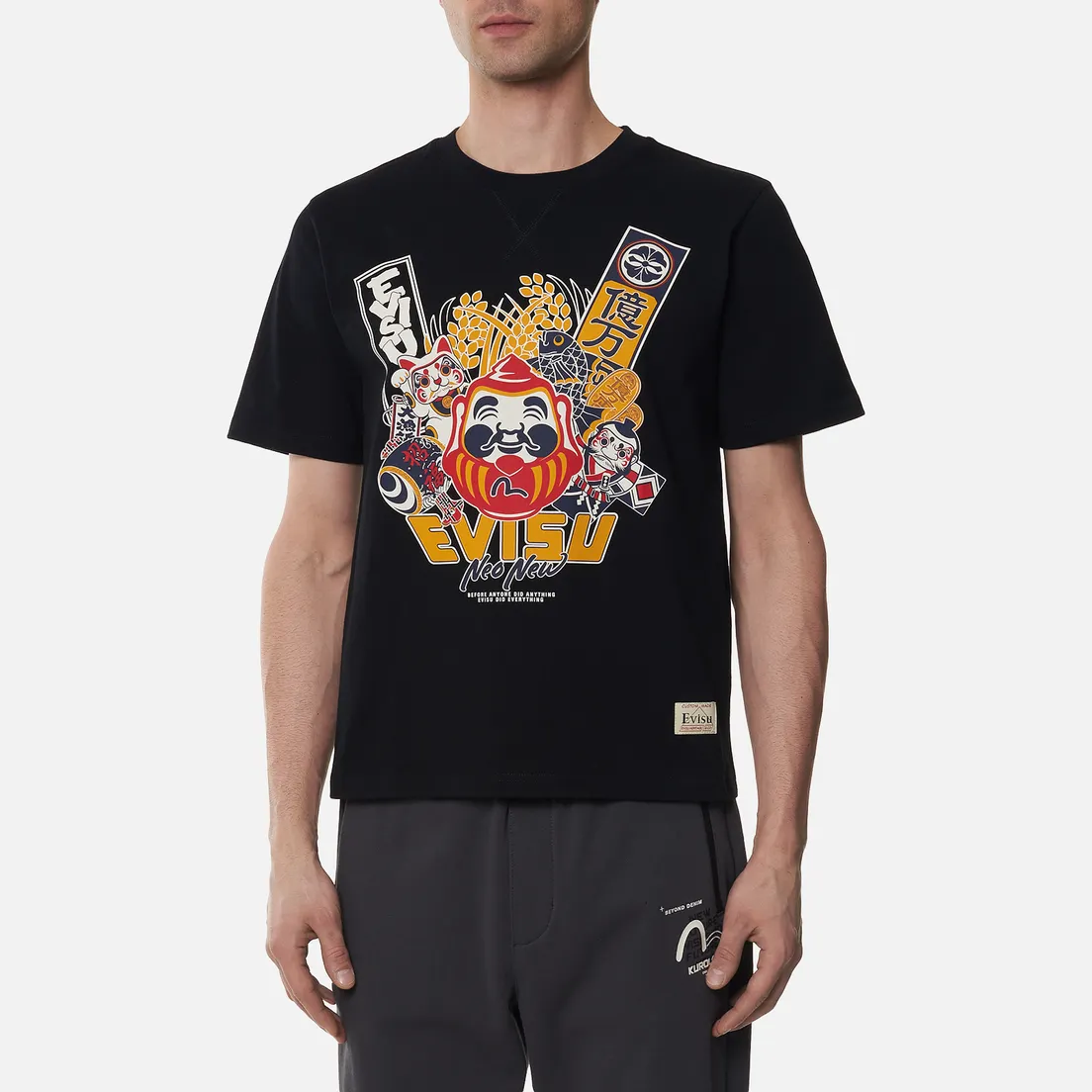 Evisu Мужская футболка Godhead x Bonsai Printed Crew Neck