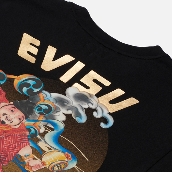 Мужская футболка Evisu Gradated Foil & Digital Printed Raijin Black