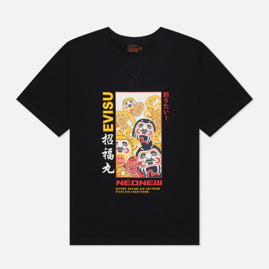Мужская футболка Evisu Daruma & Wave Box Printed Black