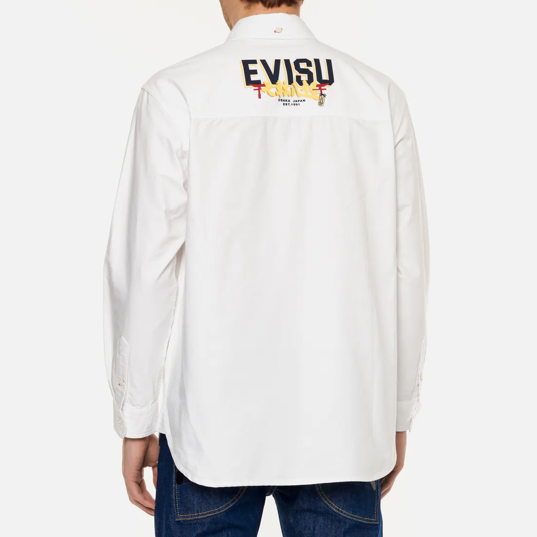 Evisu Мужская рубашка Heritage Reconstructed Pocket Oxford Print Logo