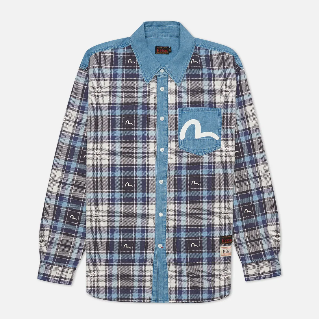 Evisu Мужская рубашка Heritage Yarn Dye Check Monogram