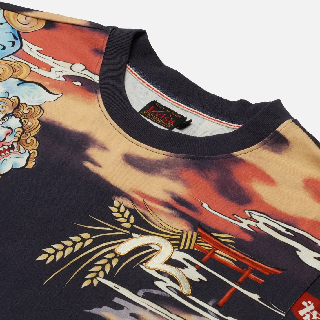 Evisu Мужская футболка Heritage Komainu Vintage Japanese All Over Printed