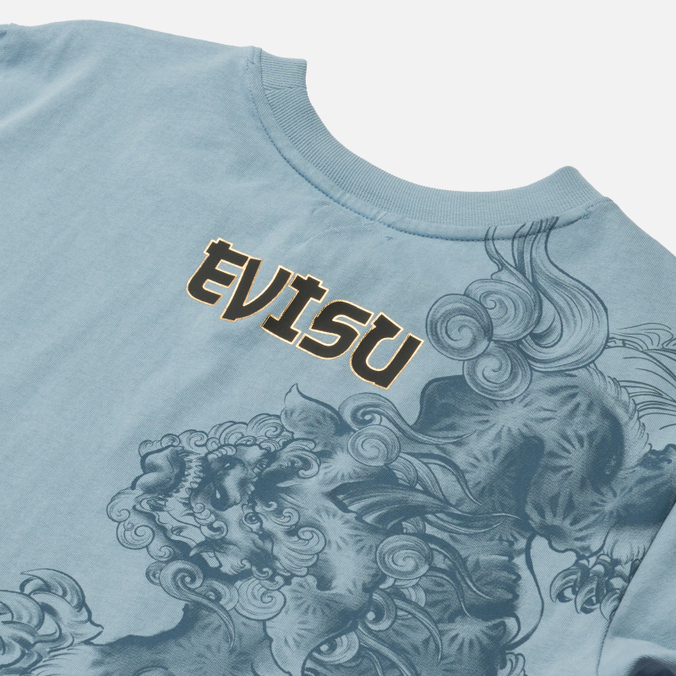 Мужская футболка Evisu, цвет голубой, размер XXL 2ESHTM2TS514XXCT-SKBL Heritage Komainu Landscape Printed - фото 3