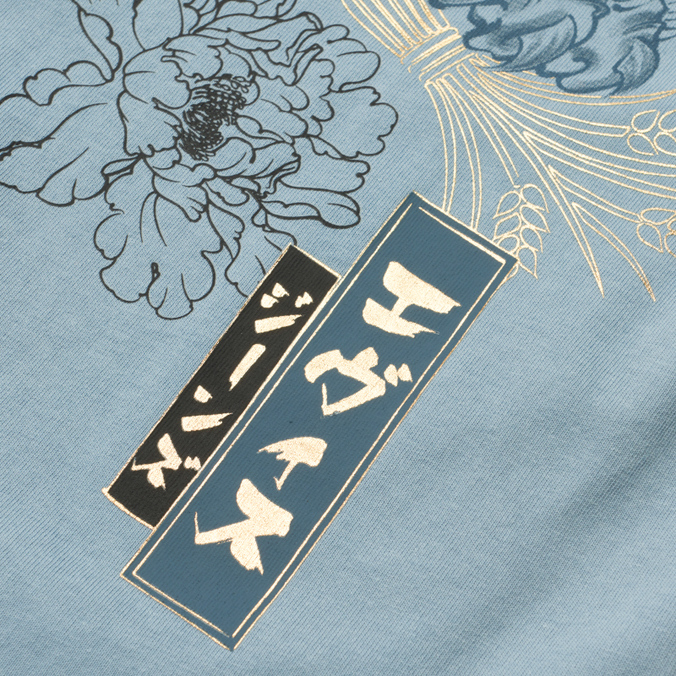 Мужская футболка Evisu, цвет голубой, размер XXL 2ESHTM2TS514XXCT-SKBL Heritage Komainu Landscape Printed - фото 4