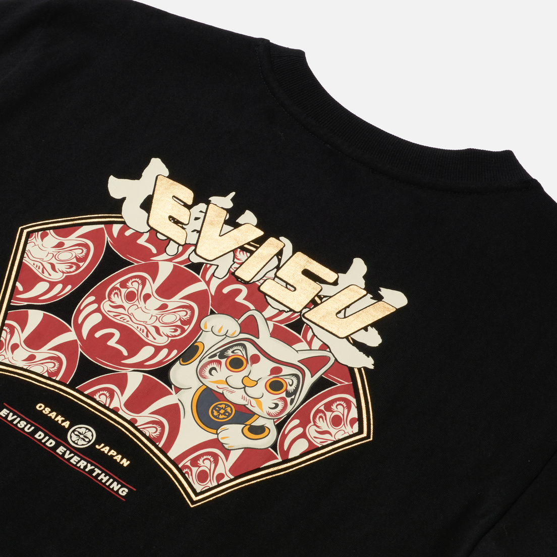 Evisu Мужская футболка Heritage Fortune-Cat W Daruma-Buddy Printed