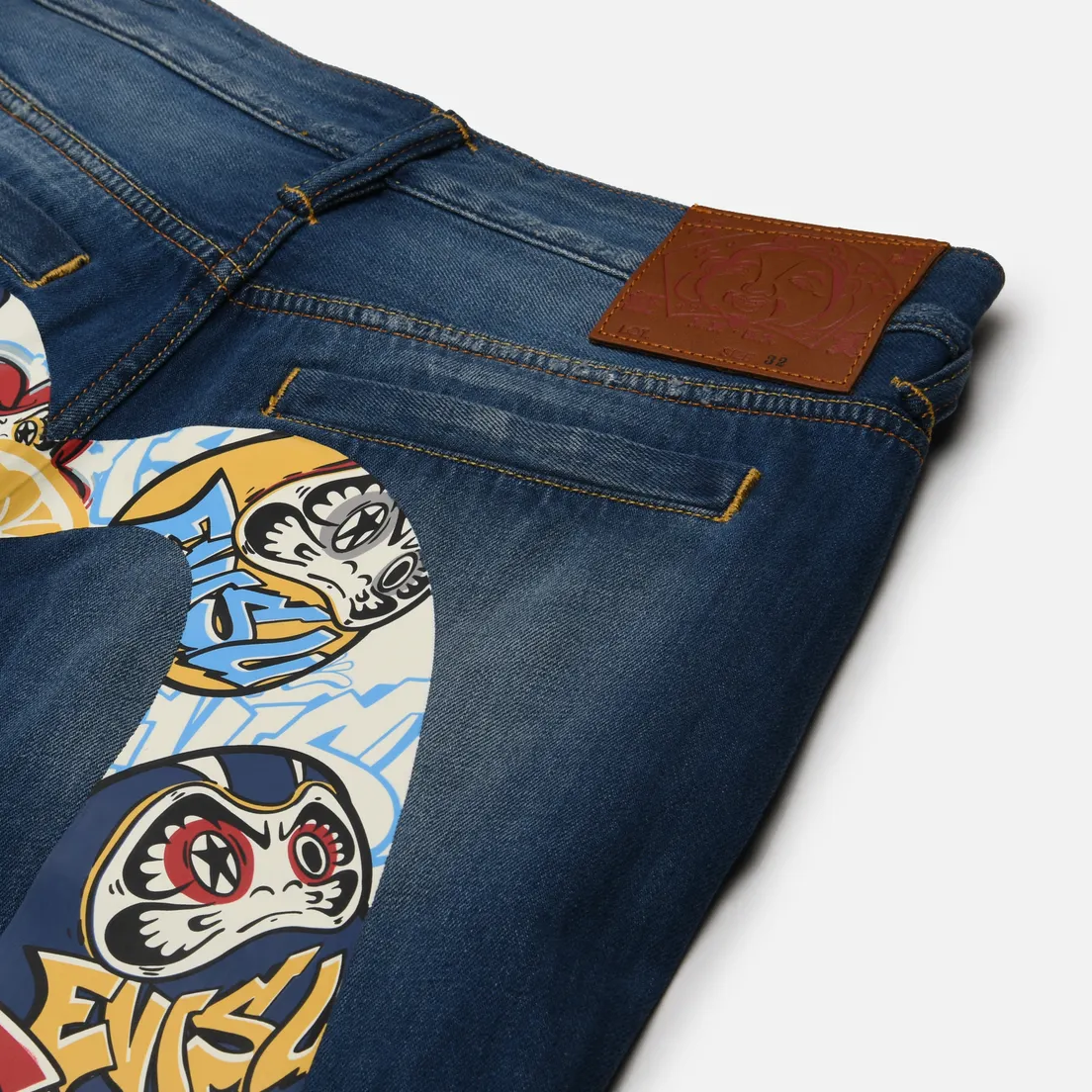 Evisu Мужские шорты Heritage Graffiti Daruma Daicock Printed Denim