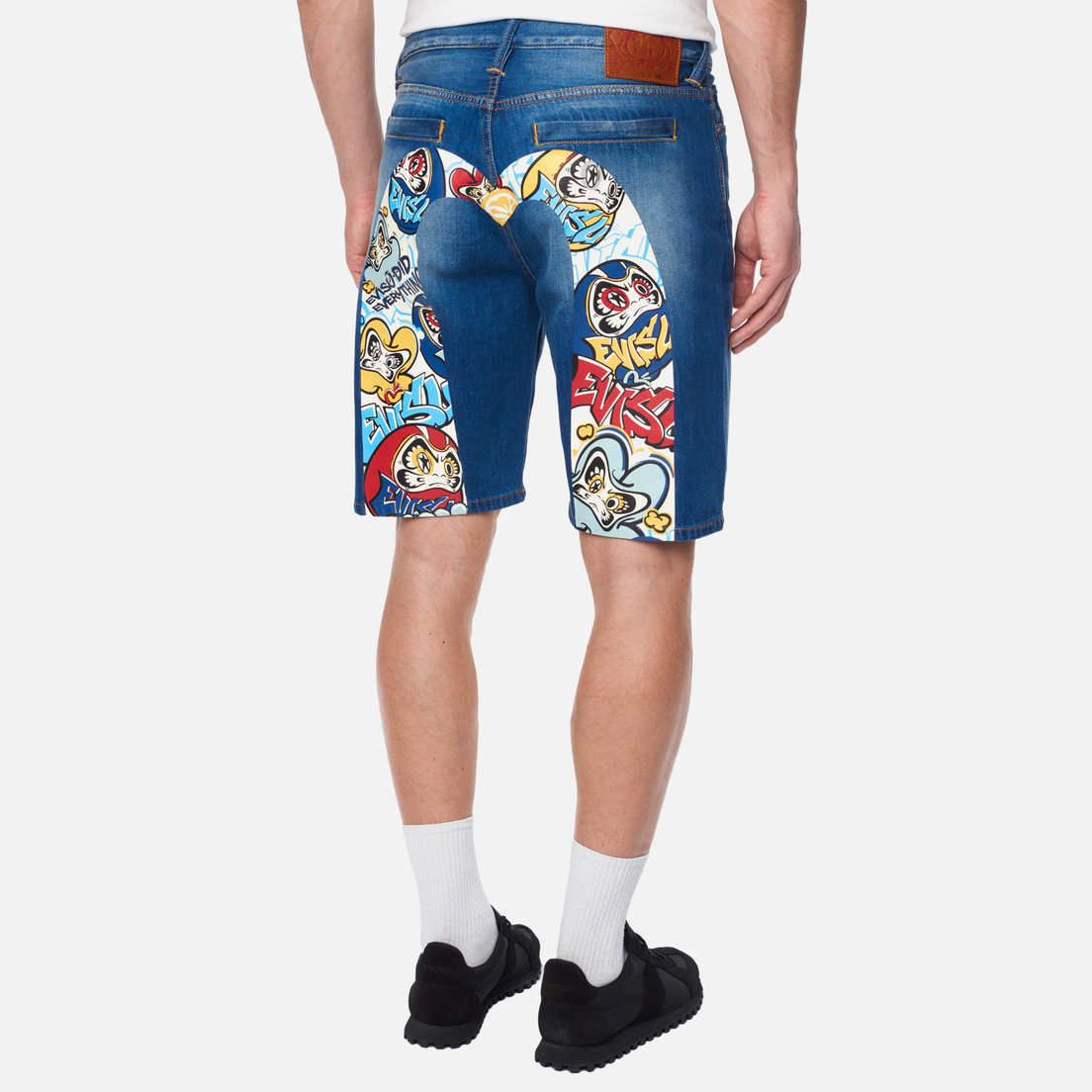 Evisu Мужские шорты Heritage Graffiti Daruma Daicock Printed Denim