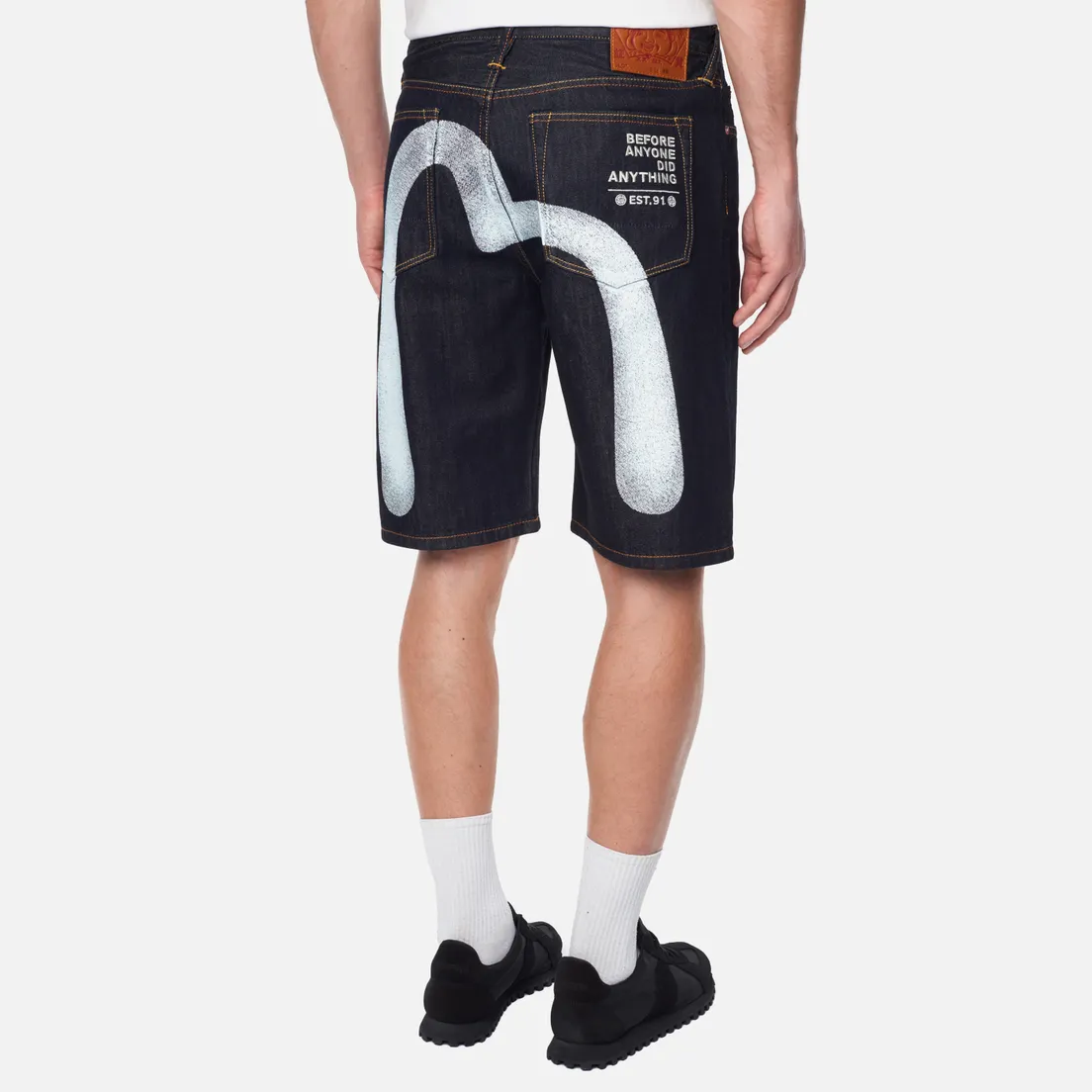 Evisu Мужские шорты Heritage Seagull-Daicock Discharge Printed Denim