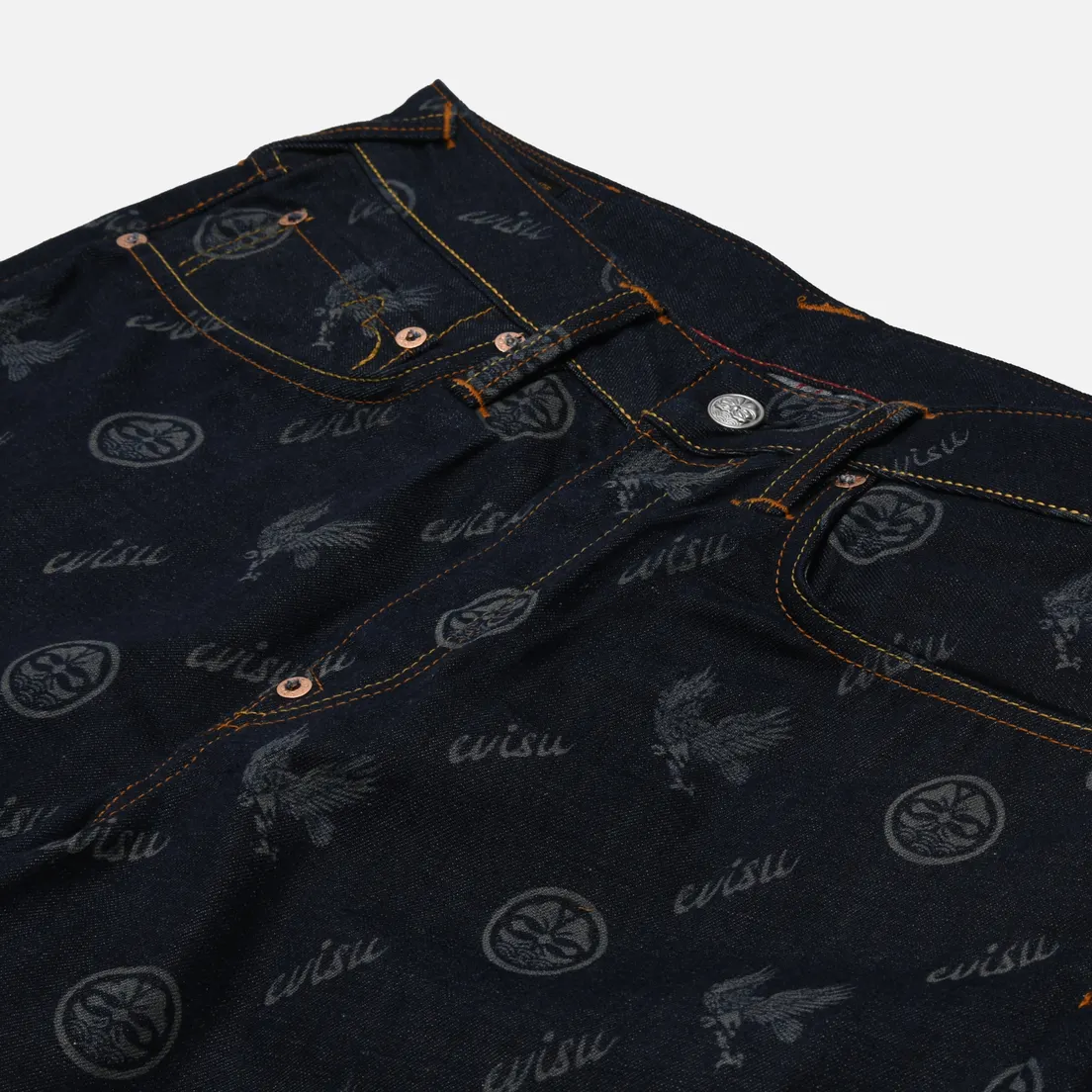 Evisu Мужские шорты Kamon Eagle All Over Print & Seagull Embroidered