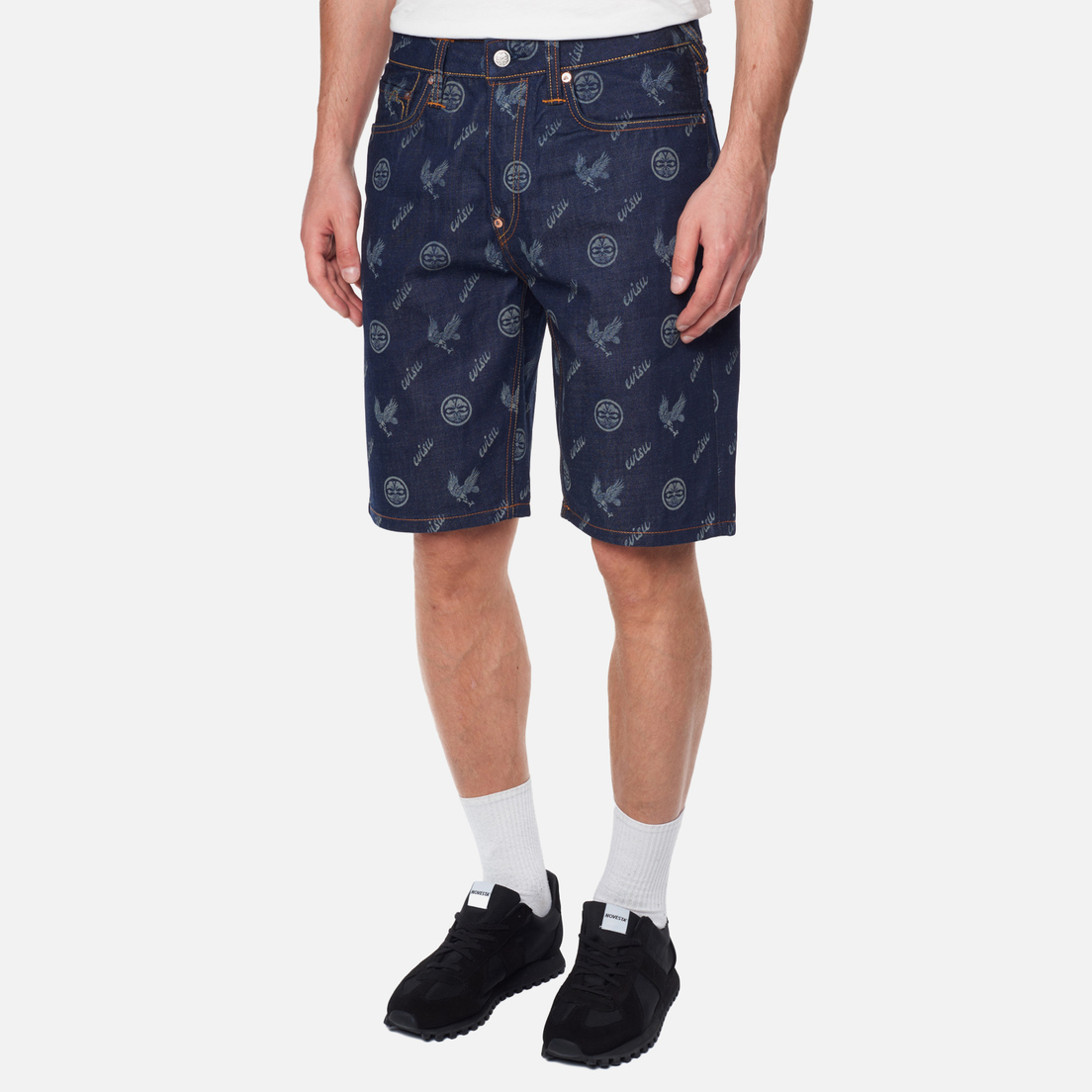 Evisu Мужские шорты Kamon Eagle All Over Print & Seagull Embroidered