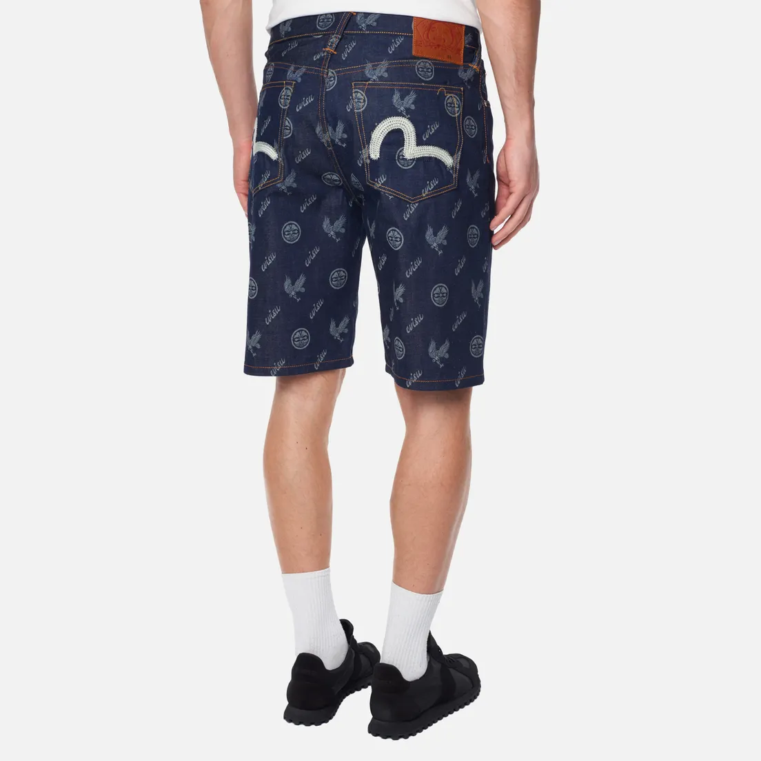 Evisu Мужские шорты Kamon Eagle All Over Print & Seagull Embroidered