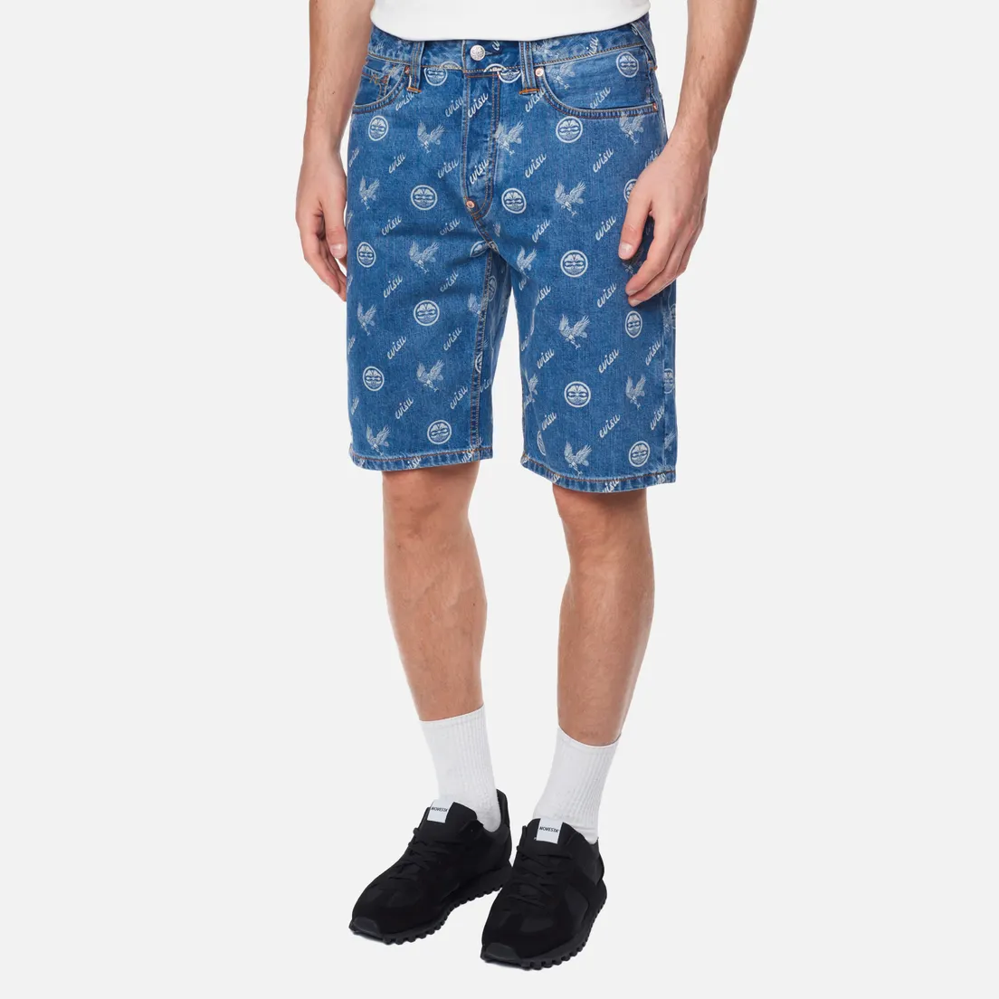 Evisu Мужские шорты Kamon Eagle All Over Print & Seagull Embroidered