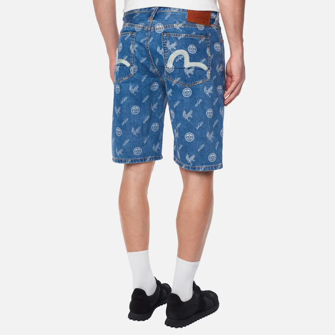 Evisu Мужские шорты Kamon Eagle All Over Print & Seagull Embroidered