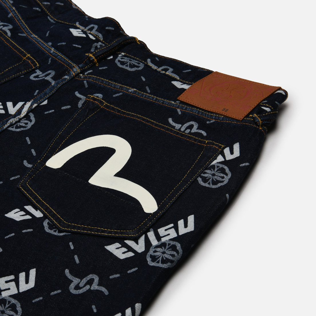 Evisu Мужские шорты Monogram Print Denim