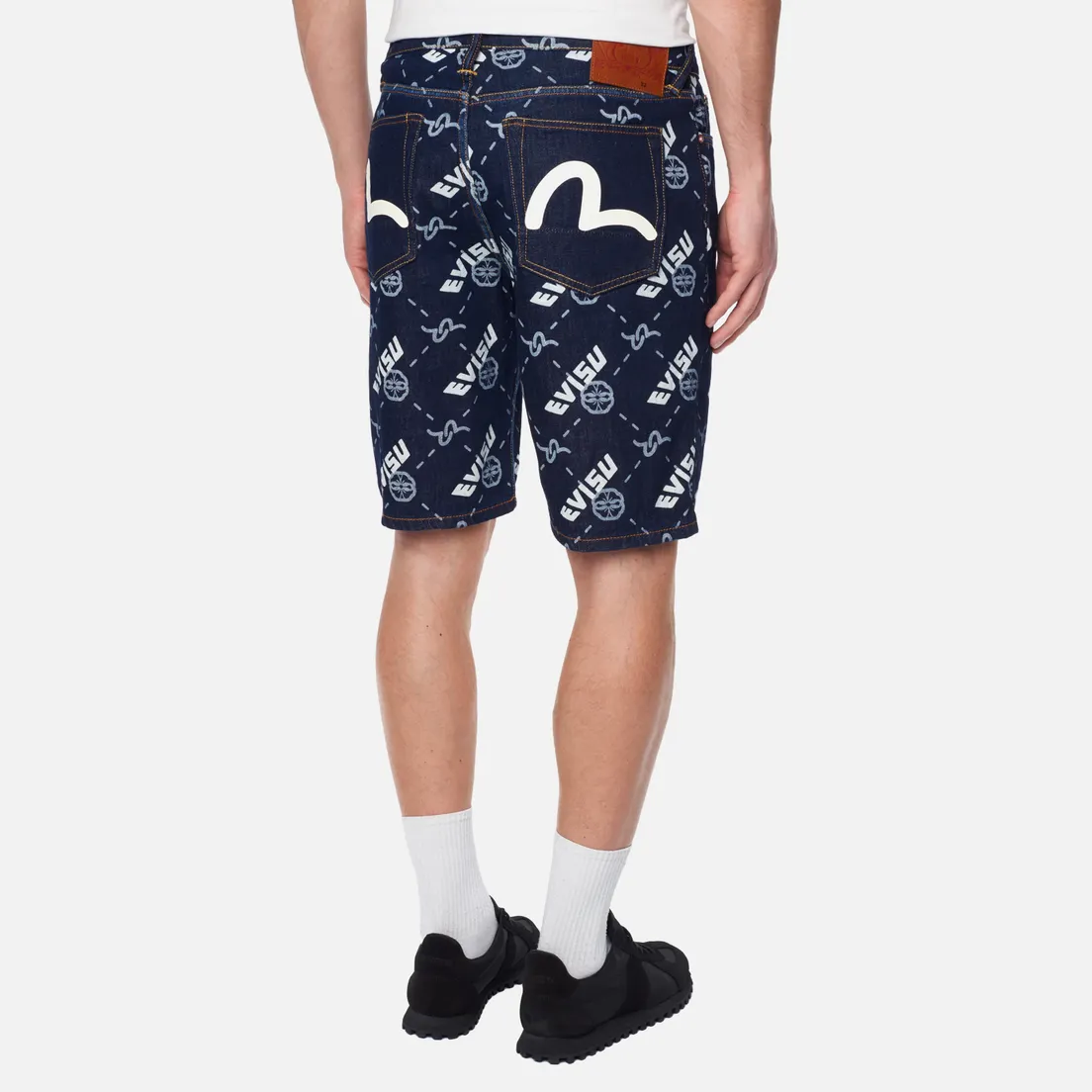 Evisu Мужские шорты Monogram Print Denim