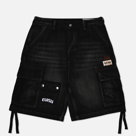 фото Мужские шорты evisu bogo embroidered & seagull embroidered cargo denim, цвет чёрный, размер 30