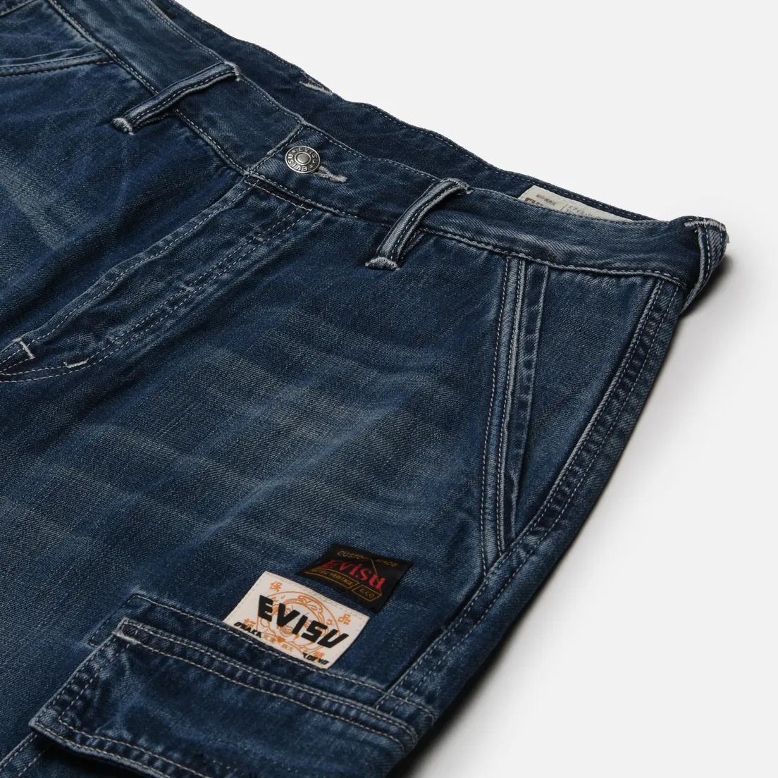 Evisu Мужские шорты Bogo Embroidered & Seagull Embroidered Cargo Denim