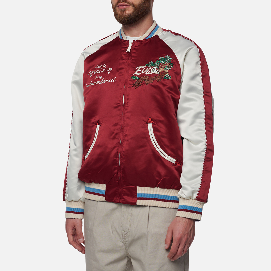 Evisu Мужская куртка бомбер Eagle & Evisu Embroidered Dual Face Souvenir